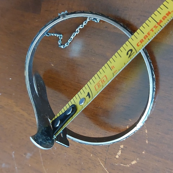 Vintage 925 Siam Sterling Niello Hindu Goddess Bypass Hinged Bangle Bracelet - Picture 6 of 8